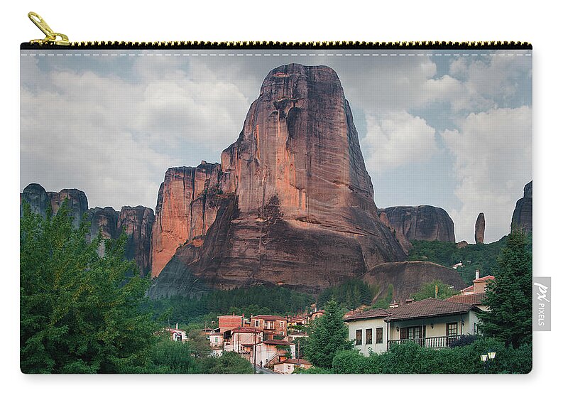 Tranquility Zip Pouch featuring the photograph Rock Formations In The Meteora, Greece by Ed Freeman