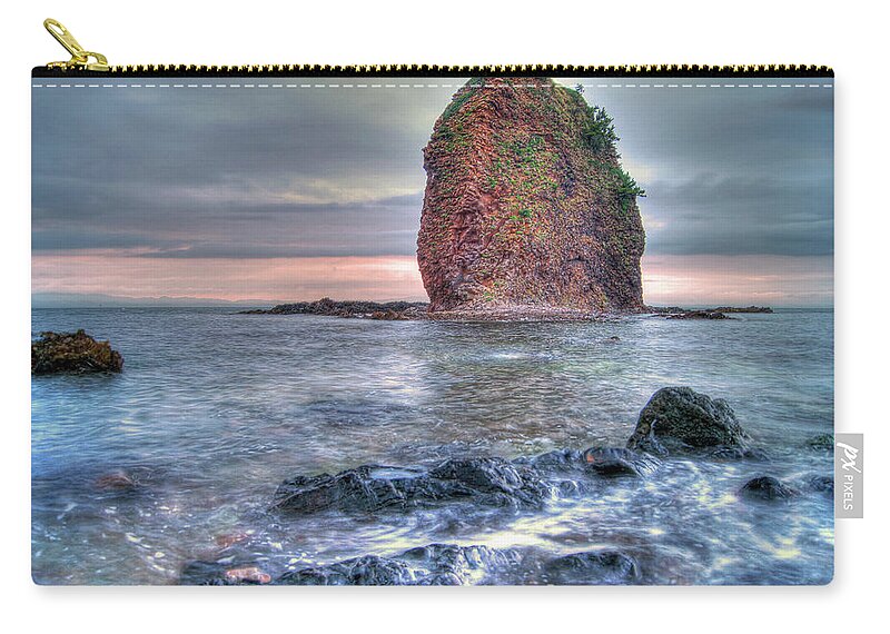 Scenics Zip Pouch featuring the photograph Rock Island by The Landscape Of Regional Cities In Japan.