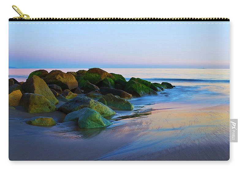 Water's Edge Zip Pouch featuring the photograph Rocks At The Beach by Bluehill75