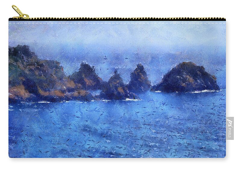 Isle Of Guernsey Zip Pouch featuring the digital art Rocks On Isle Of Guernsey by Bellesouth Studio