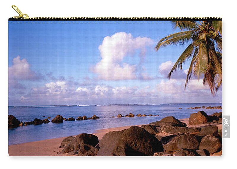 Photography Zip Pouch featuring the photograph Rocks On The Beach, Anini Beach, Kauai by Panoramic Images