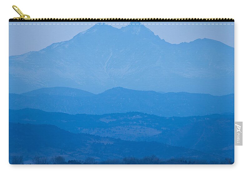 Layers Zip Pouch featuring the photograph Rocky Mountains Twin Peaks Blue Haze Layers by James BO Insogna