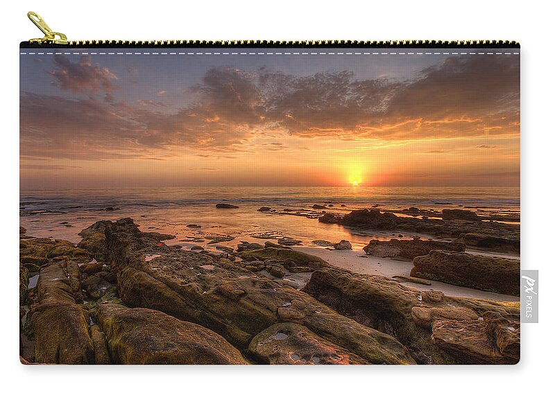 California Zip Pouch featuring the photograph Rocky Sunset by Peter Tellone