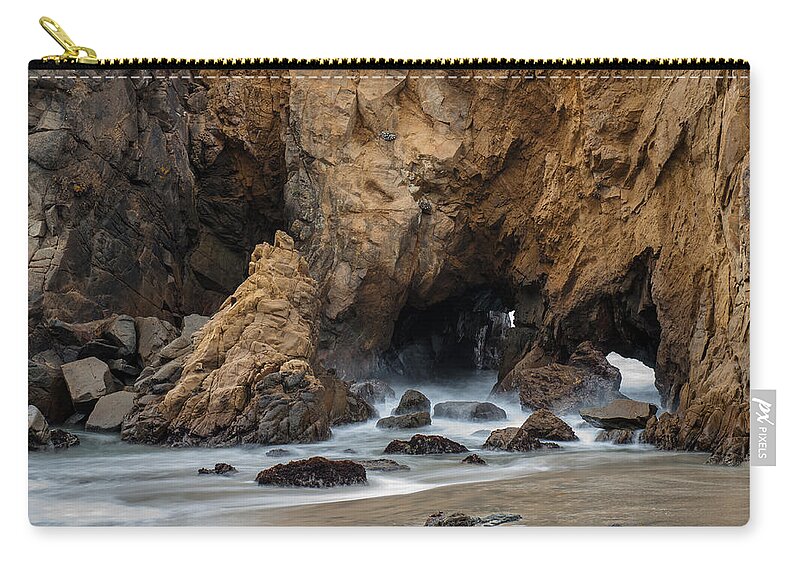 Big Sur Zip Pouch featuring the photograph Rocky Surf by George Buxbaum