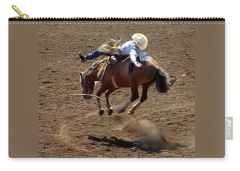 Cowboy Zip Pouch featuring the photograph Rodeo Time Bucking Bronco 2 by Susan Garren