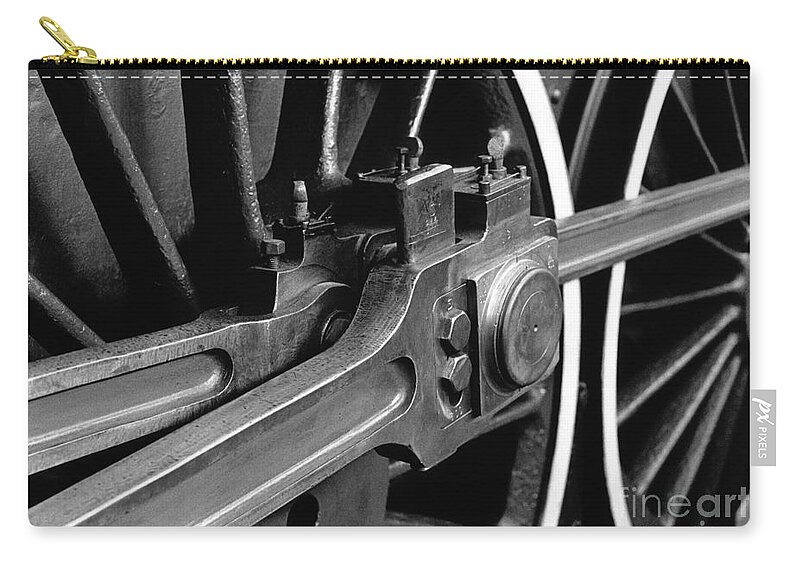 Steam Zip Pouch featuring the photograph Rods and Wheels by Riccardo Mottola