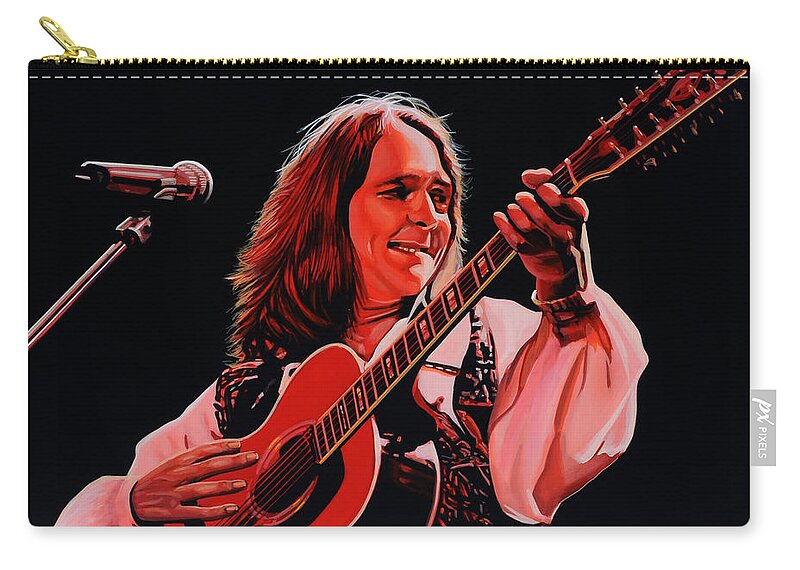 Roger Hodgson Zip Pouch featuring the painting Roger Hodgson of Supertramp by Paul Meijering