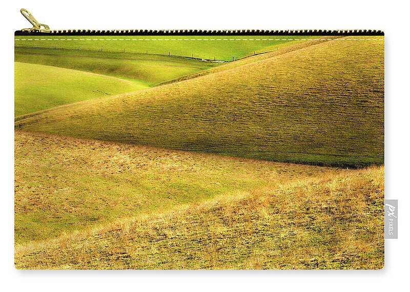 Tranquility Zip Pouch featuring the photograph Rolling Farmland Southland by Oliver Strewe