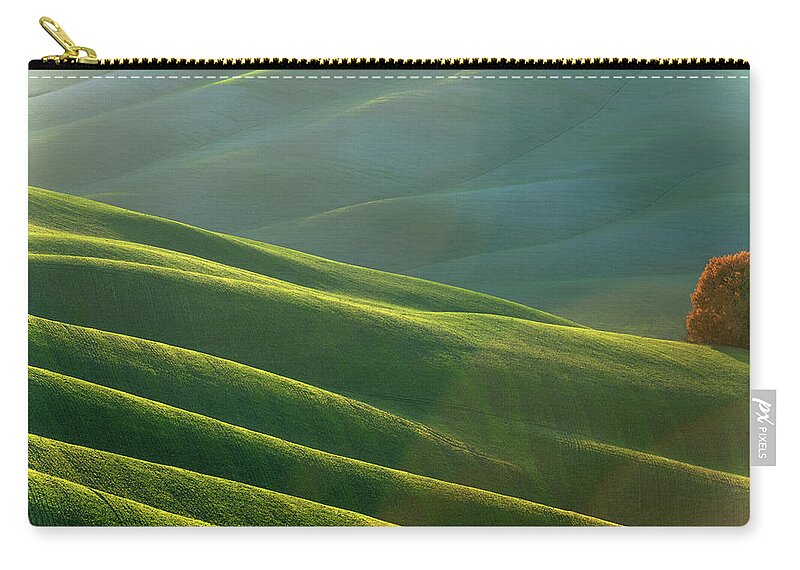 Scenics Zip Pouch featuring the photograph Rolling Tuscany Landscape At Evening by Pavliha