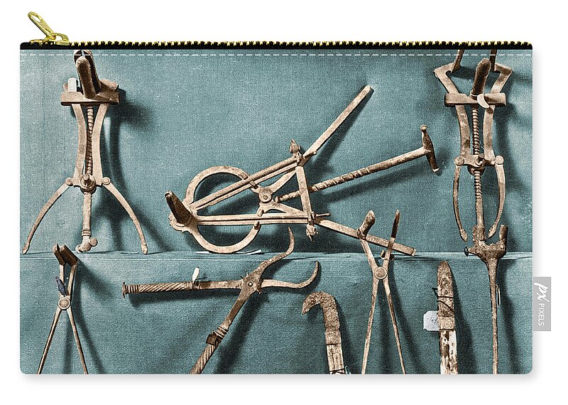 Science Zip Pouch featuring the photograph Roman Surgical Instruments, 1st Century by Science Source