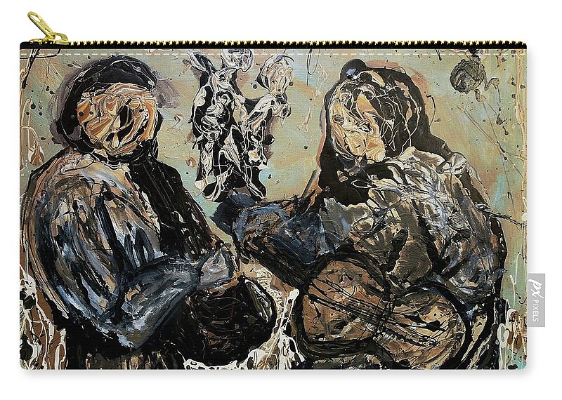 Abstract Zip Pouch featuring the painting Romancing by Rebecca Flores