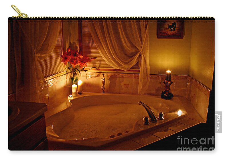 Candlelight Zip Pouch featuring the photograph Romantic Bubble Bath by Kay Novy