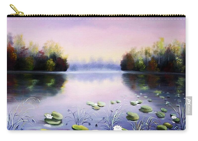 Romantic Zip Pouch featuring the painting Romantic Lake by Vesna Martinjak