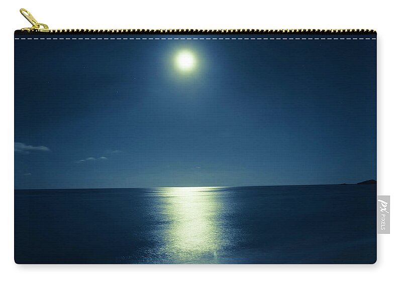 Scenics Zip Pouch featuring the photograph Romantic Moonlit Night Over Ocean by Jaminwell