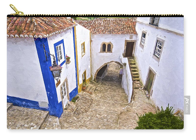 Obidos Zip Pouch featuring the painting Romantic Obidos by David Letts