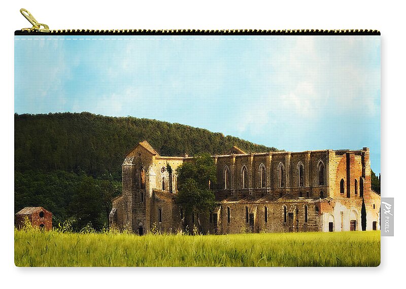 Roofless Zip Pouch featuring the photograph Roofless Chruch Tuscany Italy by Marilyn Hunt