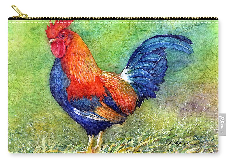 Rooster Carry-all Pouch featuring the painting Rooster by Hailey E Herrera