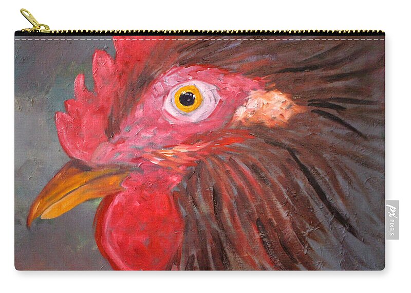 Rooster Zip Pouch featuring the painting Rooster by Nancy Merkle