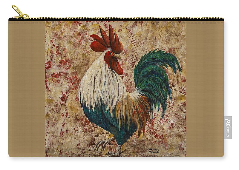Animal Zip Pouch featuring the painting Rooster Strut by Darice Machel McGuire