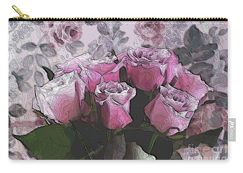 Roses Zip Pouch featuring the digital art Rosario by Aimelle Ml