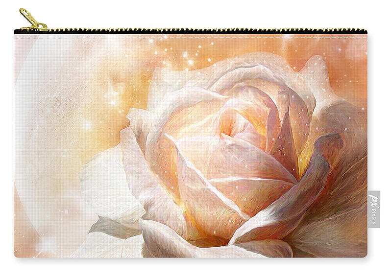 Rose Carry-all Pouch featuring the mixed media Rose - Colors Of The Moon by Carol Cavalaris