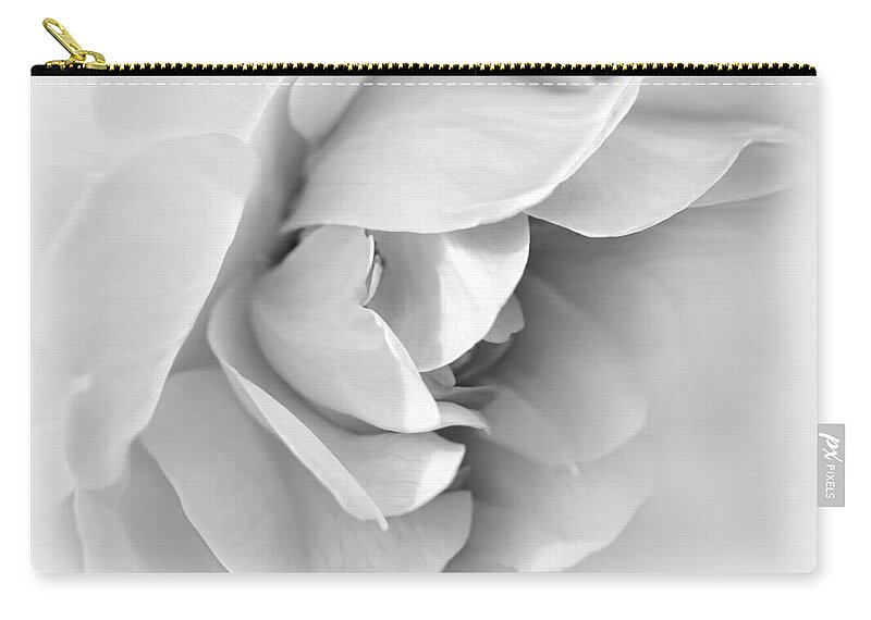 Rose Zip Pouch featuring the photograph Rose Flower Soft Gray by Jennie Marie Schell