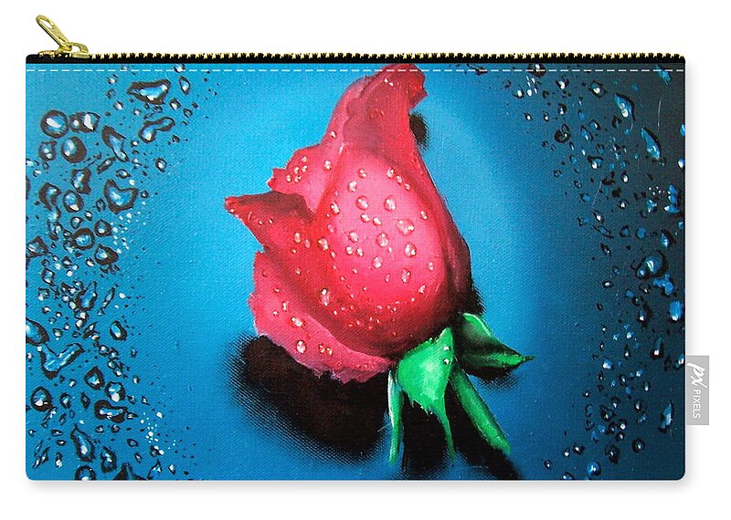Painting Zip Pouch featuring the painting Rose by Geni Gorani