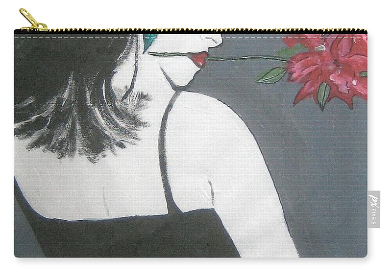 Art Deco Rose Lady Zip Pouch featuring the painting Rose Lady by Nora Shepley