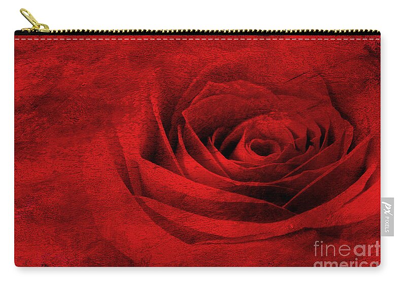 Red Zip Pouch featuring the photograph Rose on Fire by Jayne Carney