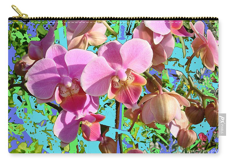 Blue-circle Zip Pouch featuring the photograph Rose Orchids by M.L.D. Moerings 2009 by Marion Moerings