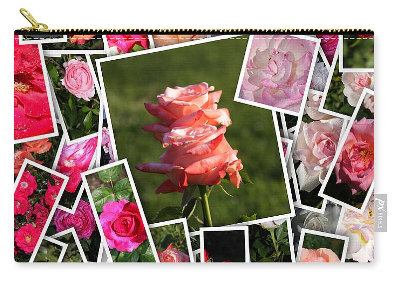 Rose Zip Pouch featuring the photograph Roses Collage by Stefano Senise