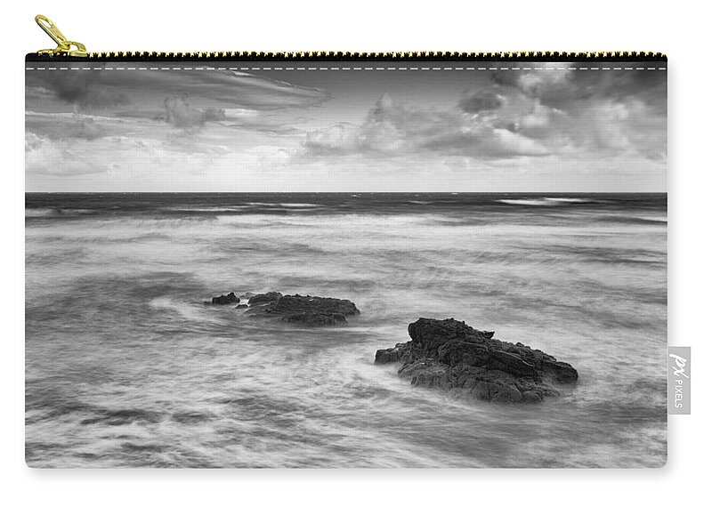 Atlantic Zip Pouch featuring the photograph Rough Sea off Downhill by Nigel R Bell
