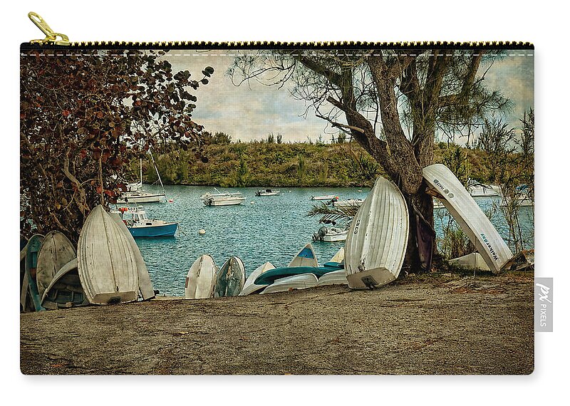 Row Boats Zip Pouch featuring the photograph Row of Row Boats by Lucinda Walter