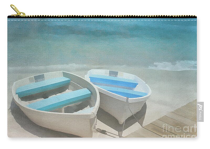 Rowboats Zip Pouch featuring the digital art Rowboat Blues by Jayne Carney