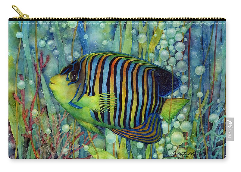 Fish Carry-all Pouch featuring the painting Royal Angelfish by Hailey E Herrera