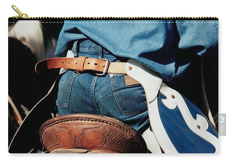 Rodeo Carry-all Pouch featuring the mixed media Rugged Wrangler by Amanda Smith