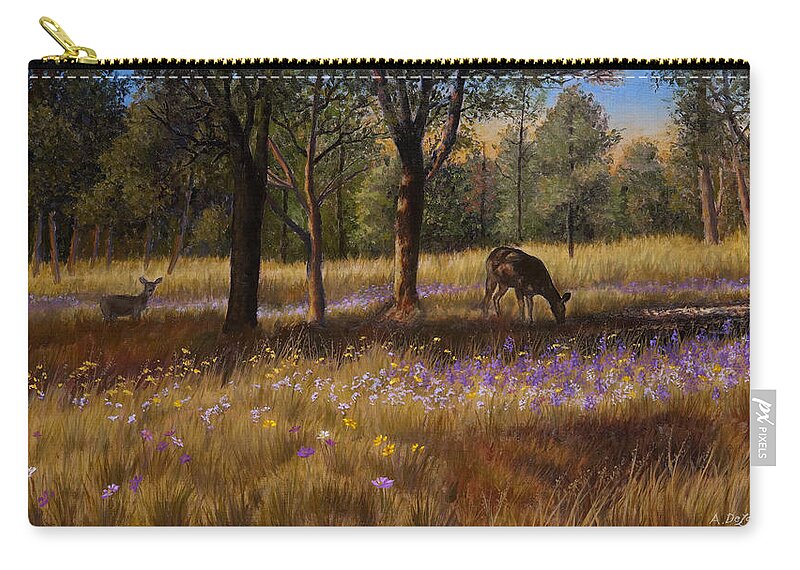 Ruidoso New Mexico Zip Pouch featuring the painting Ruidoso Morning by Abel DeLaRosa
