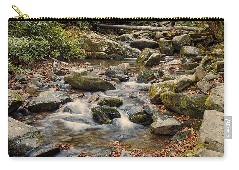 Grotto Falls Zip Pouch featuring the photograph Run Off by Heather Applegate