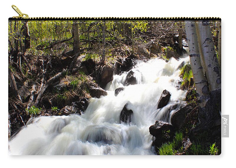 Waterfall Zip Pouch featuring the photograph Rushing Water by Shane Bechler