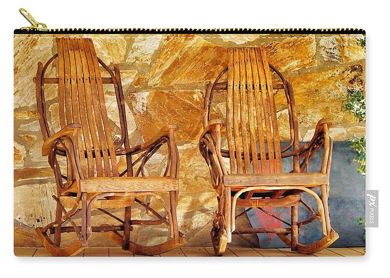 Rustic Zip Pouch featuring the photograph Rustic Rockers by Jean Goodwin Brooks