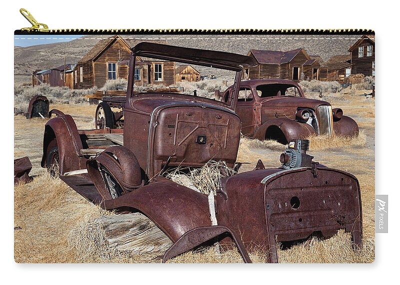 Ford Truck Zip Pouch featuring the photograph Rusty Ford Truck at Bodie by Kathleen Bishop