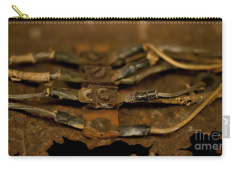 Rust Zip Pouch featuring the photograph Rusty Wires by Wilma Birdwell