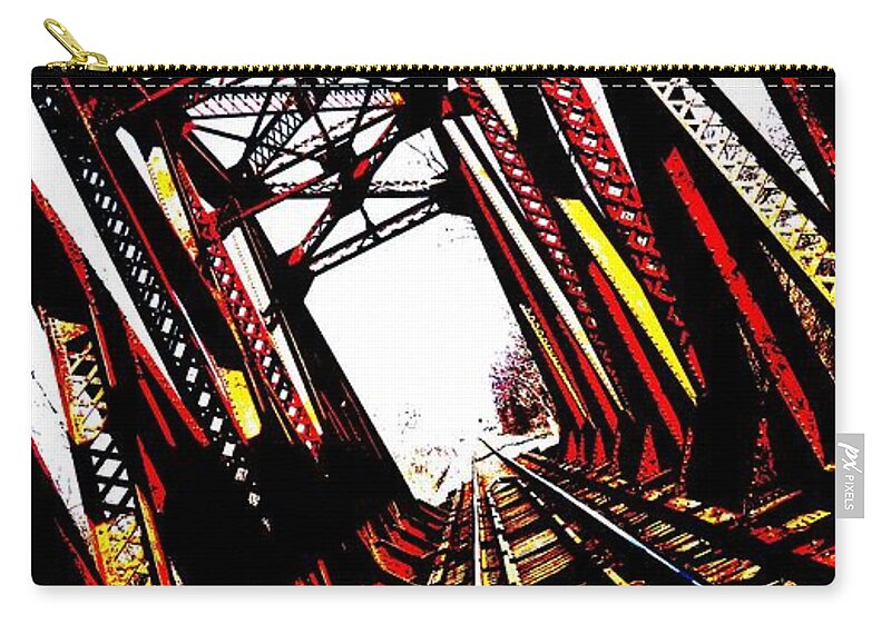  Zip Pouch featuring the photograph RxR Bridge polarized by Daniel Thompson