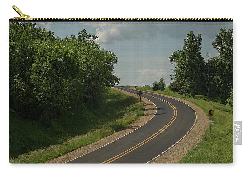 Curve Zip Pouch featuring the photograph S Curved Road by Steve Lewis Stock