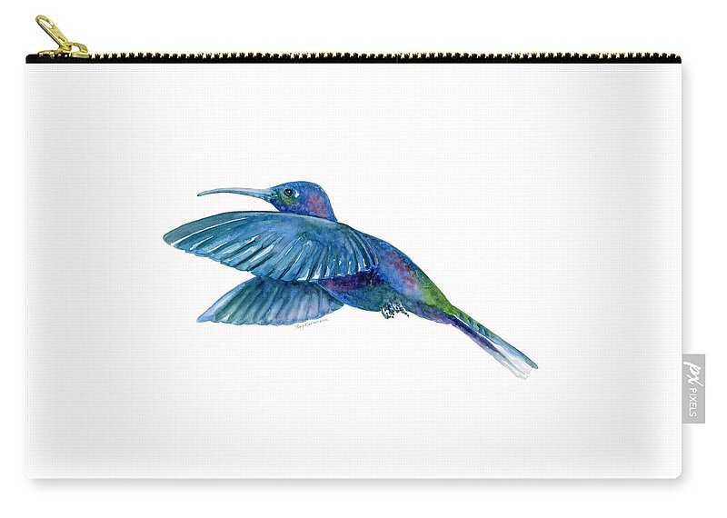 Bird Zip Pouch featuring the painting Sabrewing Hummingbird by Amy Kirkpatrick
