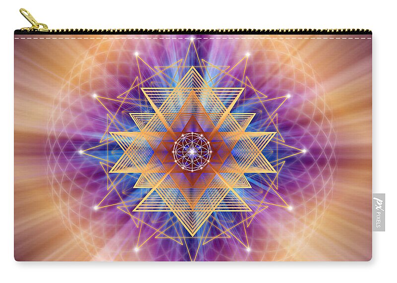 Endre Zip Pouch featuring the digital art Sacred Geometry 157 by Endre Balogh