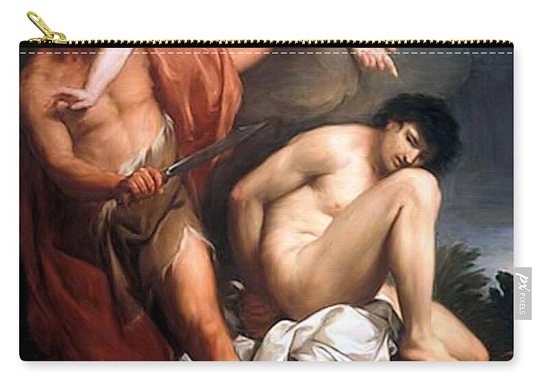 Sacrifice Of Isaac Zip Pouch featuring the painting Sacrifice of Isaac by Gregorio Lazzarini