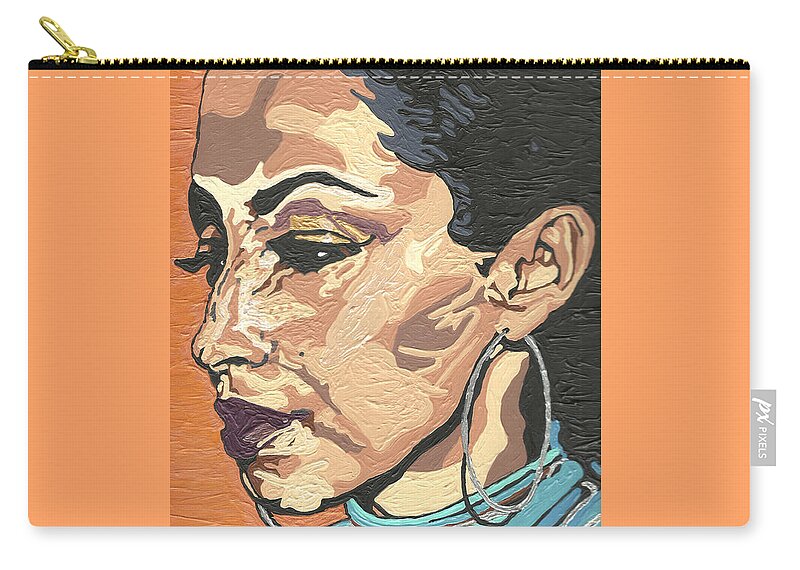 Sade Zip Pouch featuring the painting Sade Adu by Rachel Natalie Rawlins