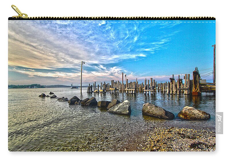 Sag Harbor Zip Pouch featuring the photograph Sag Harbor Ferry Dock by Robert Seifert