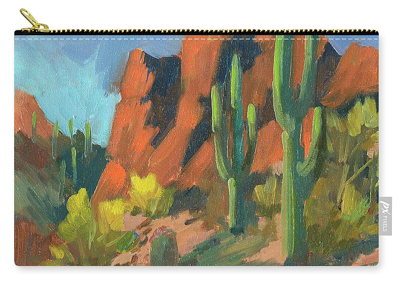 Saguaro Cactus Zip Pouch featuring the painting Saguaro Cactus 1 by Diane McClary